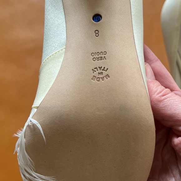 Something Bleu Crimson Ivory Satin Pumps - Picture 7 of 11